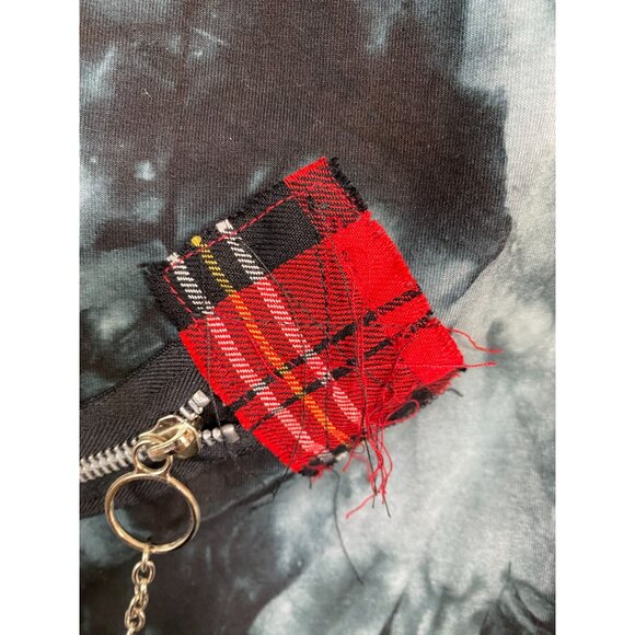 Soye Tie Dye Tank Top Size Medium Red Plaid Chain Accents Grunge Goth Punk Emo - Picture 12 of 16